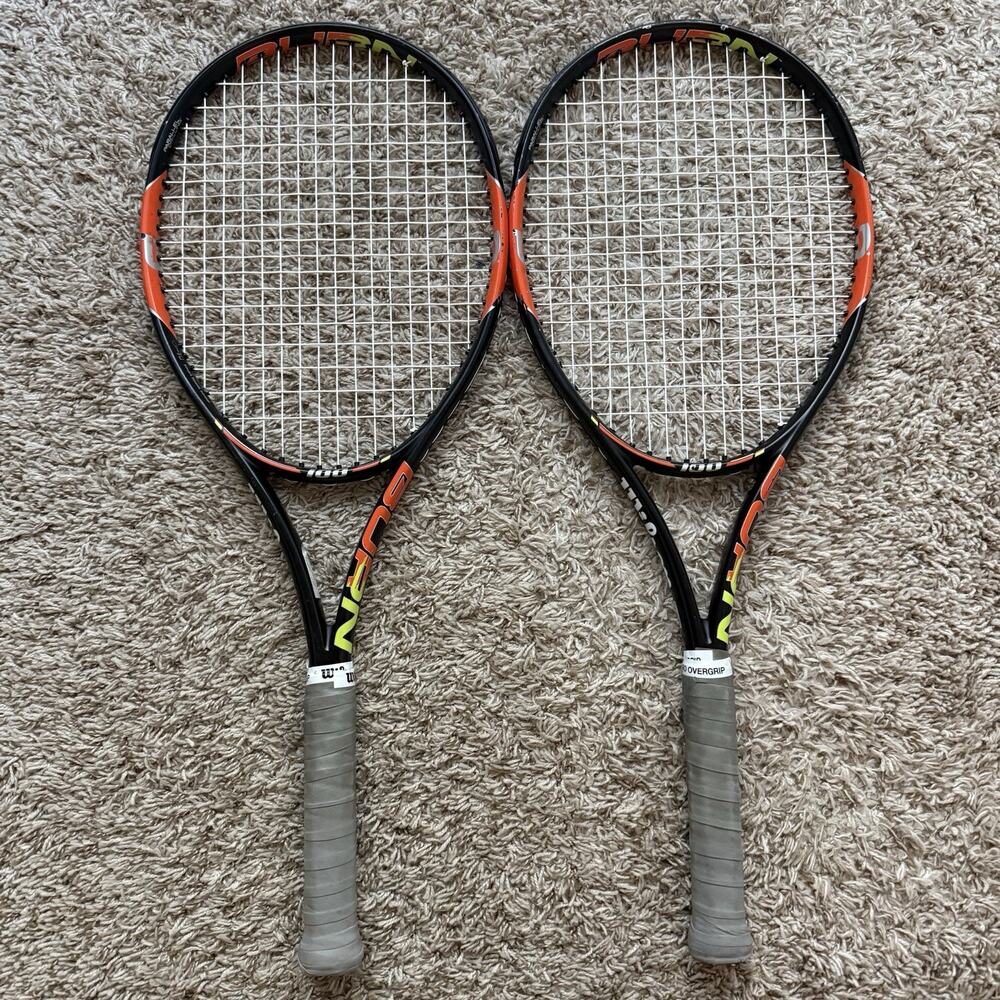 (TWO) Wilson Burn 100 Sq In Tennis Racquets Racket - 4 1/4 Grip - 10.7 Oz Weight
